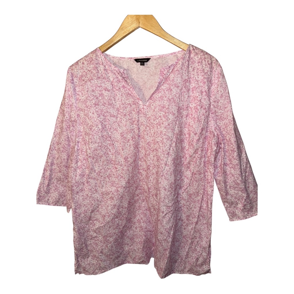 J Peterman Floral Lightweight Tunic Top XL